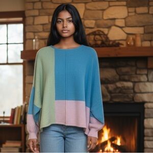 NWT Olivaceous Women’s Colorblock Boxy Fit Sweater warm cozy‎ colorful gift